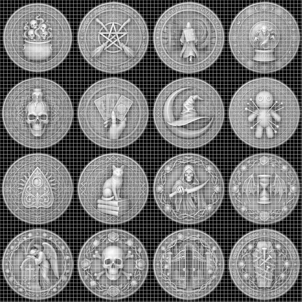 Halloween Arcane Challenge Token, Esoteric Relief File, Laser Engraving Depth Map