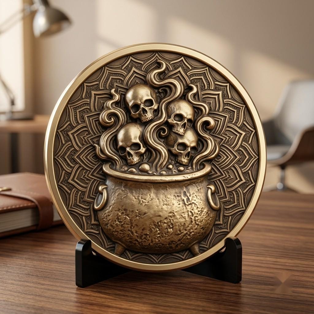 Halloween Arcane Challenge Token, Esoteric Relief File, Laser Engraving Depth Map