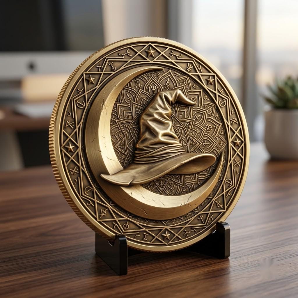 Halloween Arcane Challenge Token, Esoteric Relief File, Laser Engraving Depth Map