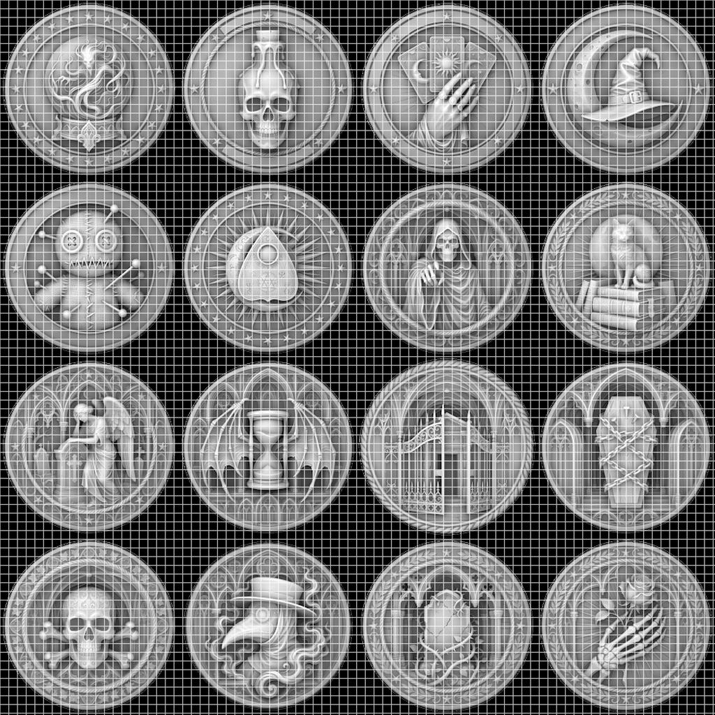 Halloween Challenge Coin Engraving File, Occult Magic Laser Relief Depth Map