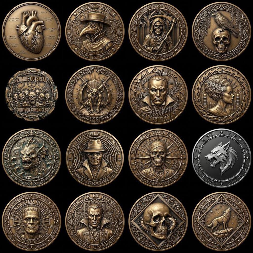 Halloween Challenge Coin Engraving File, Occult Magic Laser Relief Depth Map