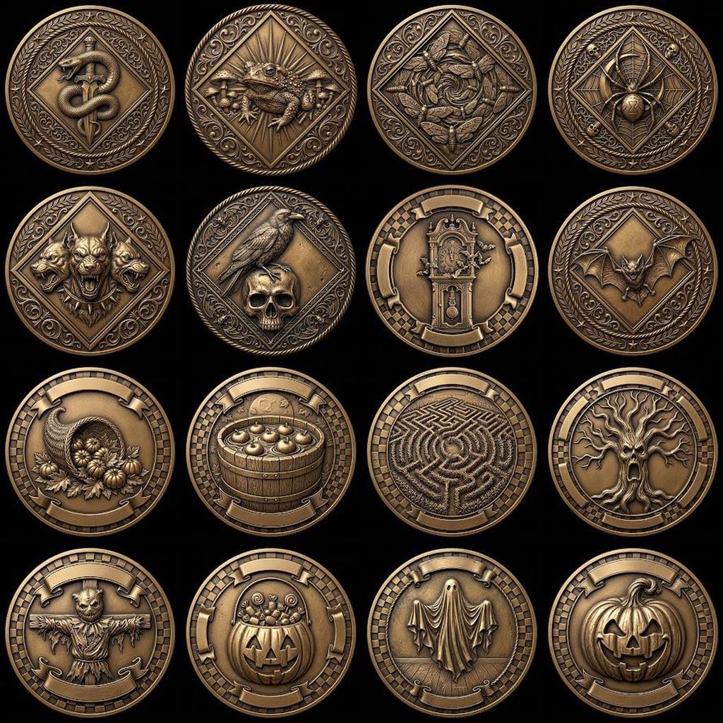Halloween Challenge Coin Engraving File, Occult Magic Laser Relief Depth Map