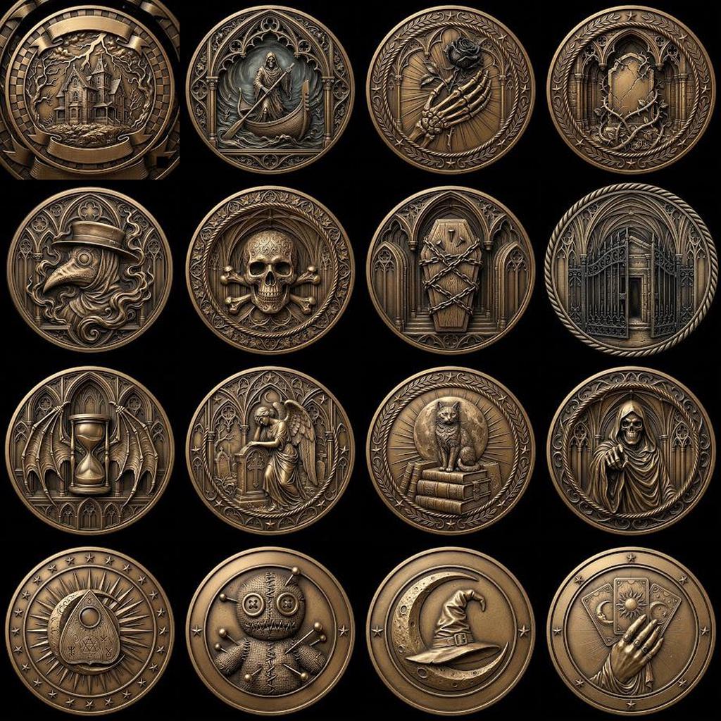 Halloween Challenge Coin Engraving File, Occult Magic Laser Relief Depth Map