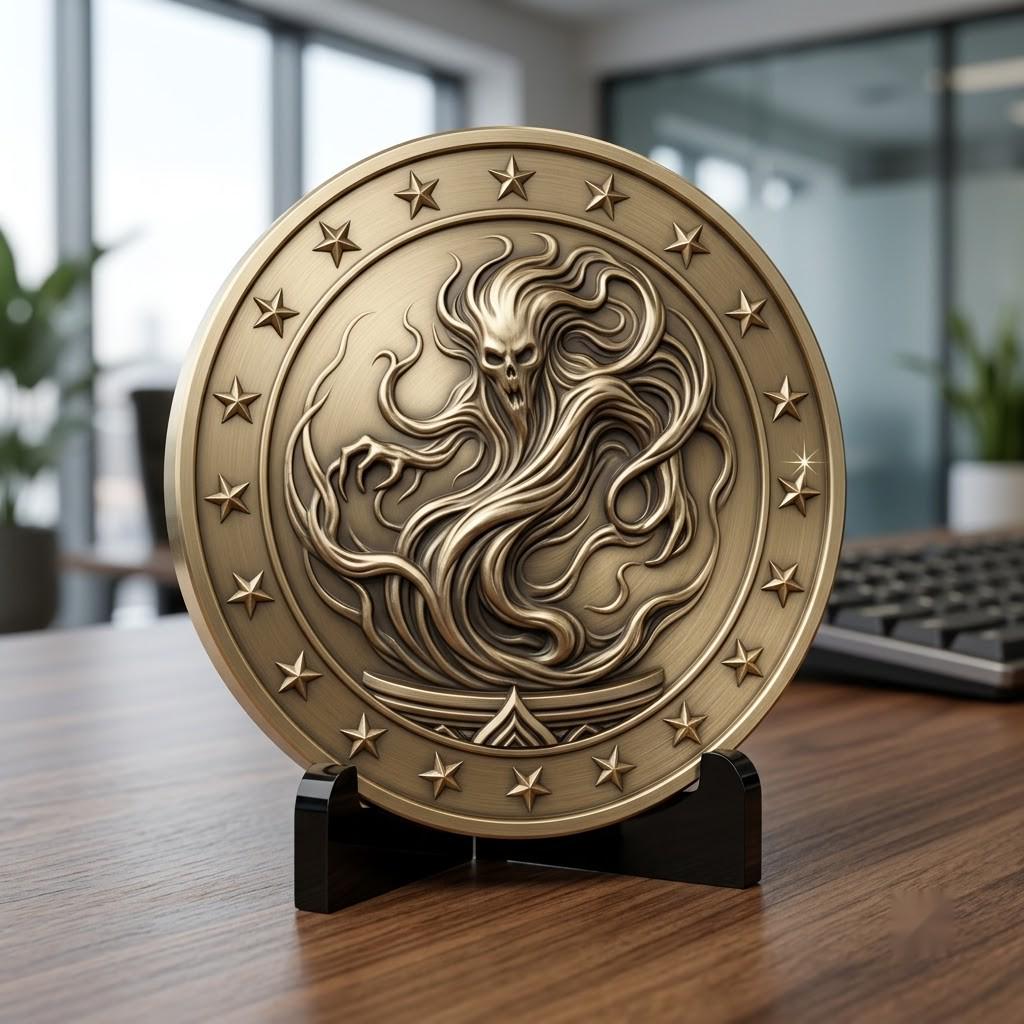 Halloween Challenge Coin Engraving File, Occult Magic Laser Relief Depth Map
