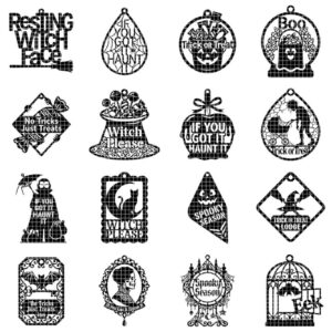 Halloween Laser Cut, Funny Ornament Svg Bundle, 41 Sassy Designs, Witch Please, Resting Witch Face
