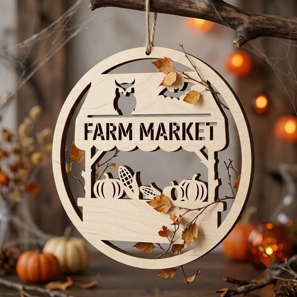 Halloween Laser File, Farmhouse Sign Bundle, Rustic Wooden Ornaments, 50 Designs