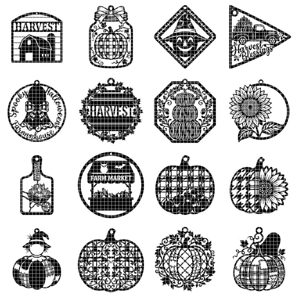 Halloween Laser File, Farmhouse Sign Bundle, Rustic Wooden Ornaments, 50 Designs