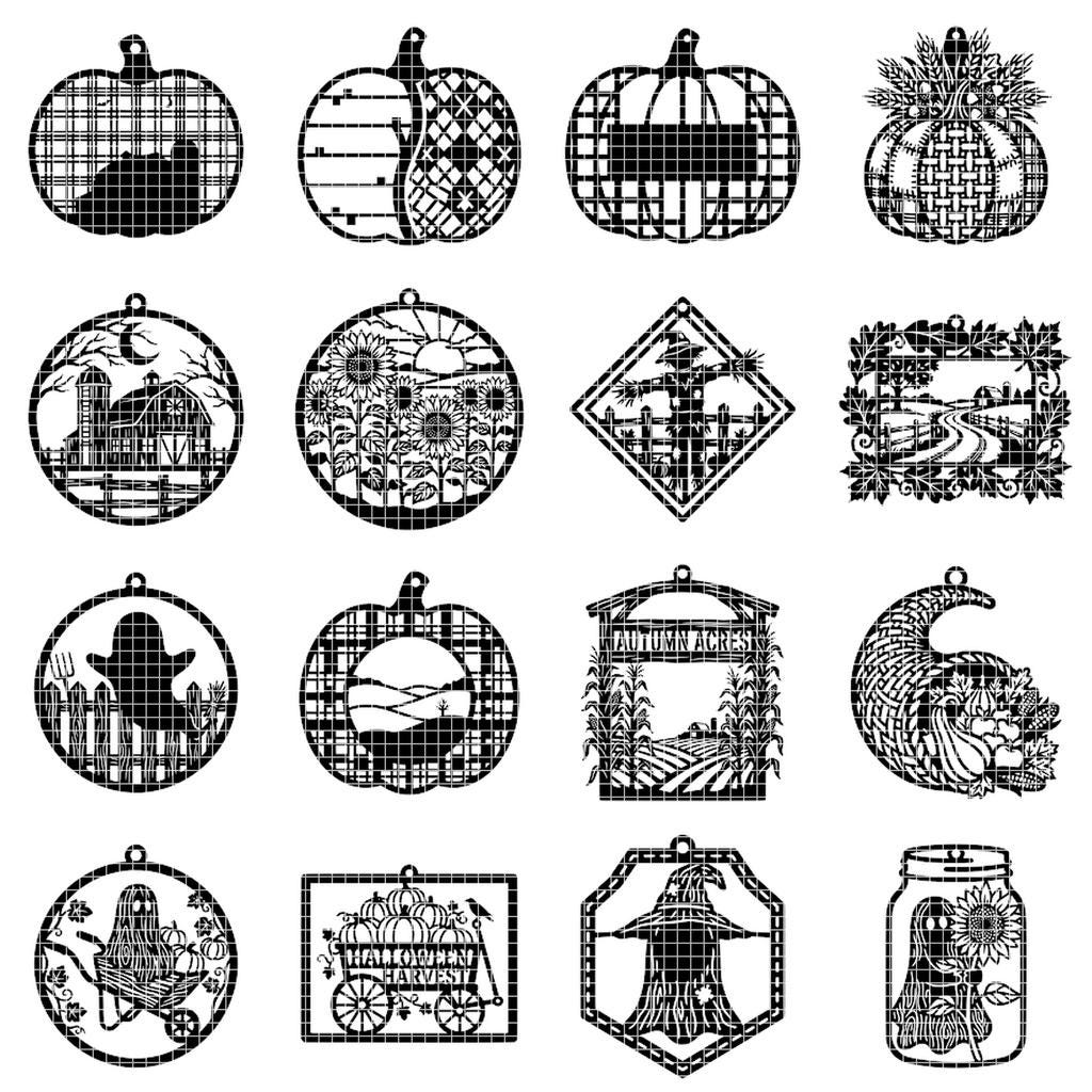 Halloween Laser File, Farmhouse Sign Bundle, Rustic Wooden Ornaments, 50 Designs