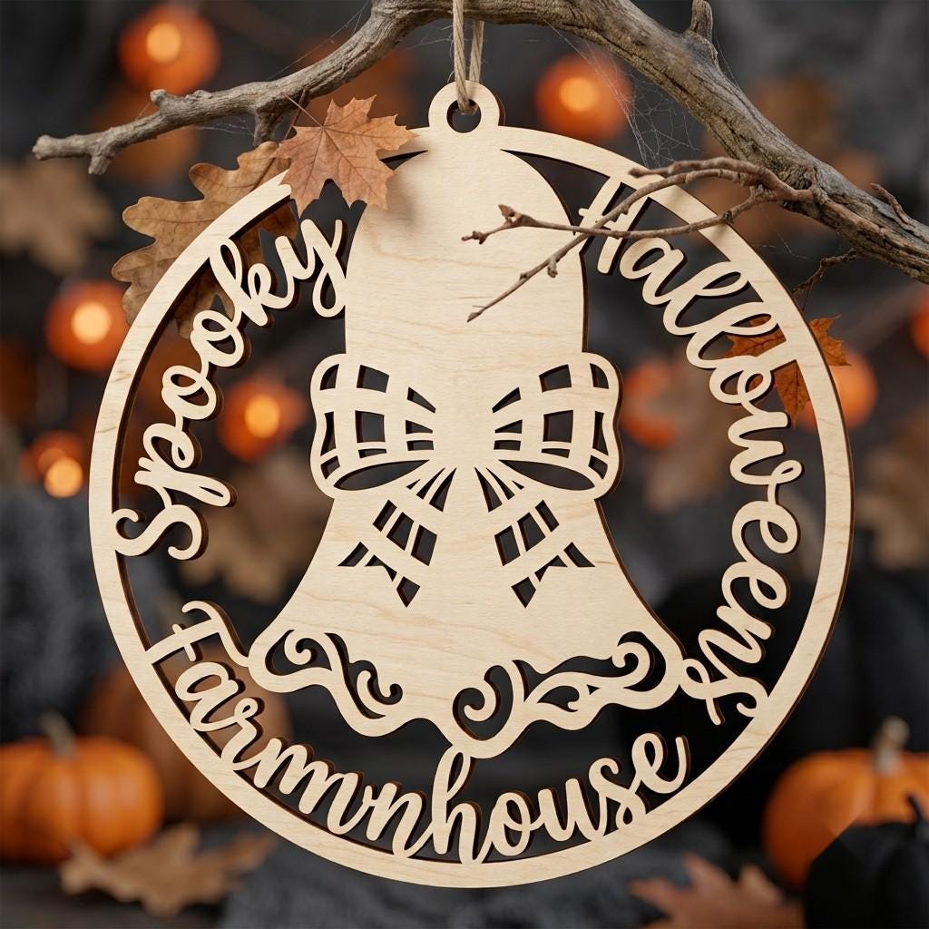 Halloween Laser File, Farmhouse Sign Bundle, Rustic Wooden Ornaments, 50 Designs