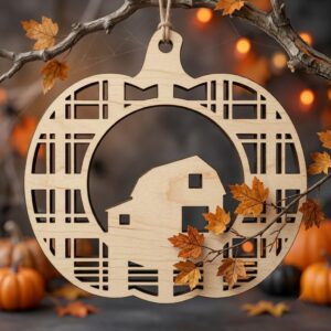 Halloween Laser Ornaments, Farmhouse Harvest Sign, Rustic Miniature Set