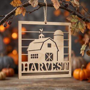 Halloween Laser Ornaments, Farmhouse Harvest Sign, Rustic Miniature Set