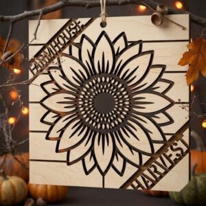 Halloween Laser Ornaments, Farmhouse Harvest Sign, Rustic Miniature Set