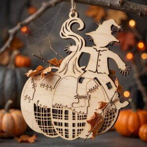 Halloween Laser Ornaments, Farmhouse Harvest Sign, Rustic Miniature Set