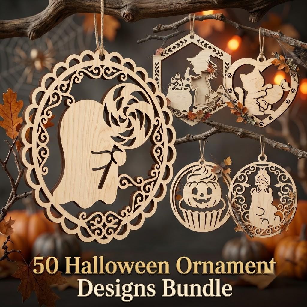 Halloween Laser Ornaments, Kawaii Candy Corn Bundle, Cute Spooky Decor