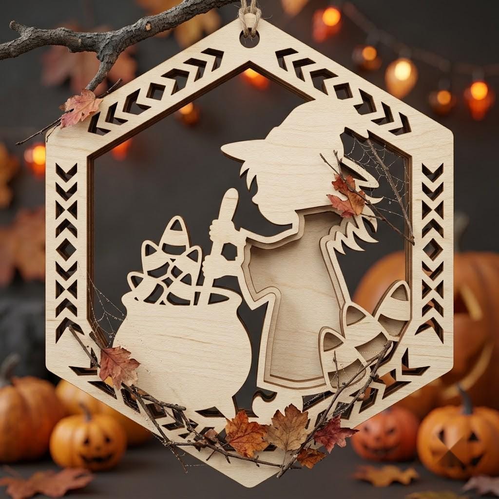 Halloween Laser Ornaments, Kawaii Candy Corn Bundle, Cute Spooky Decor