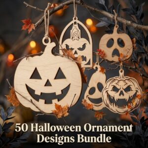 Halloween Pumpkin Ornament Laser Bundle, 50 Jack O Lantern Designs