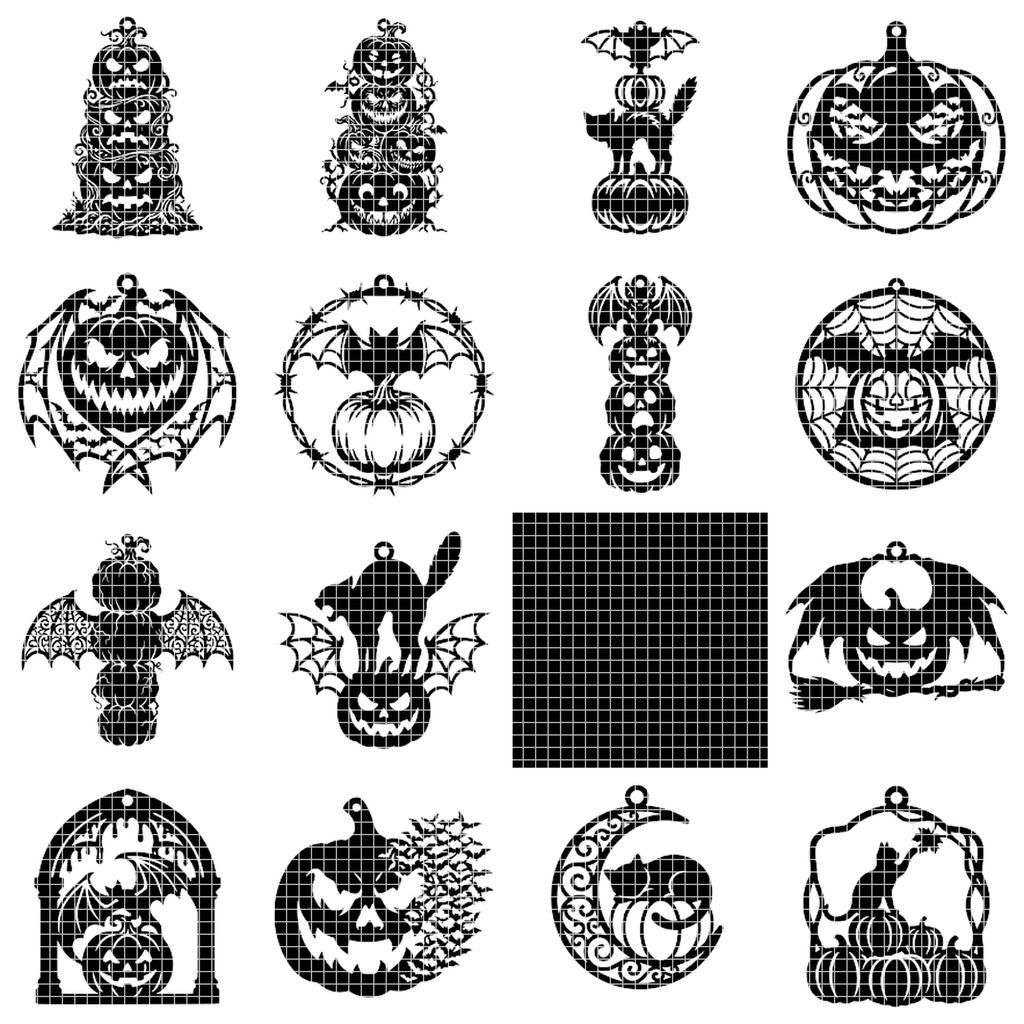 Halloween Pumpkin Ornament Laser Bundle, 50 Jack O Lantern Designs