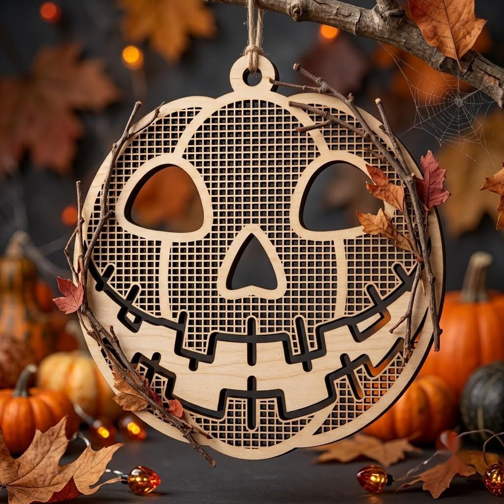 Halloween Pumpkin Ornament Laser File, 50 Jack O Lantern Designs