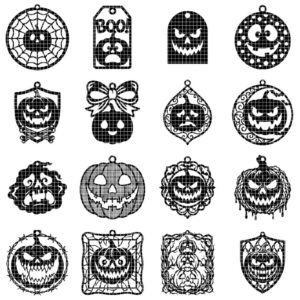 Halloween Pumpkin Ornament Laser File, 50 Jack O Lantern Designs