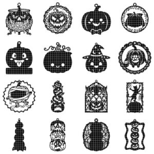 Halloween Pumpkin Ornament Laser File, 50 Jack O Lantern Designs