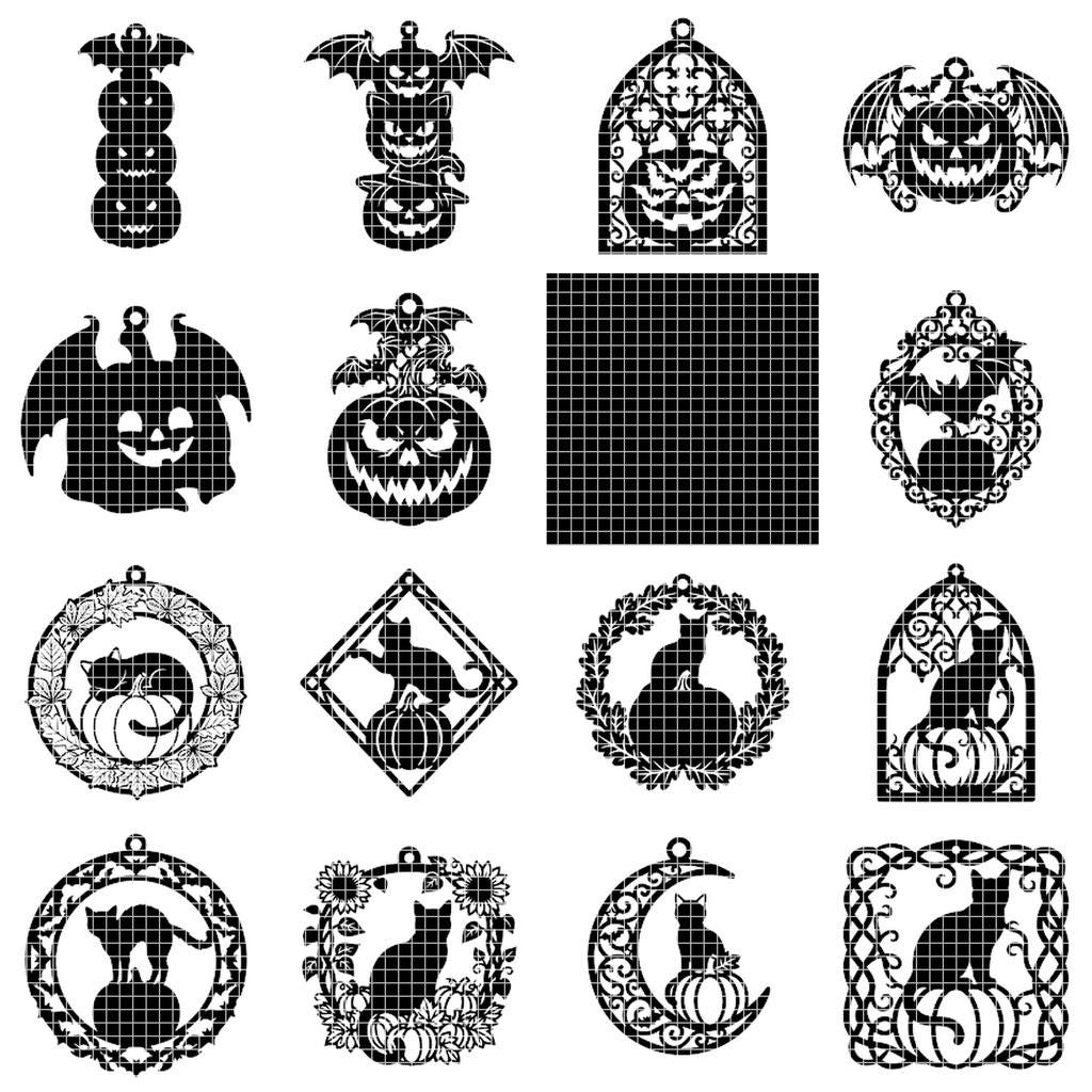 Halloween Pumpkin Ornament Laser File, 50 Jack O Lantern Designs