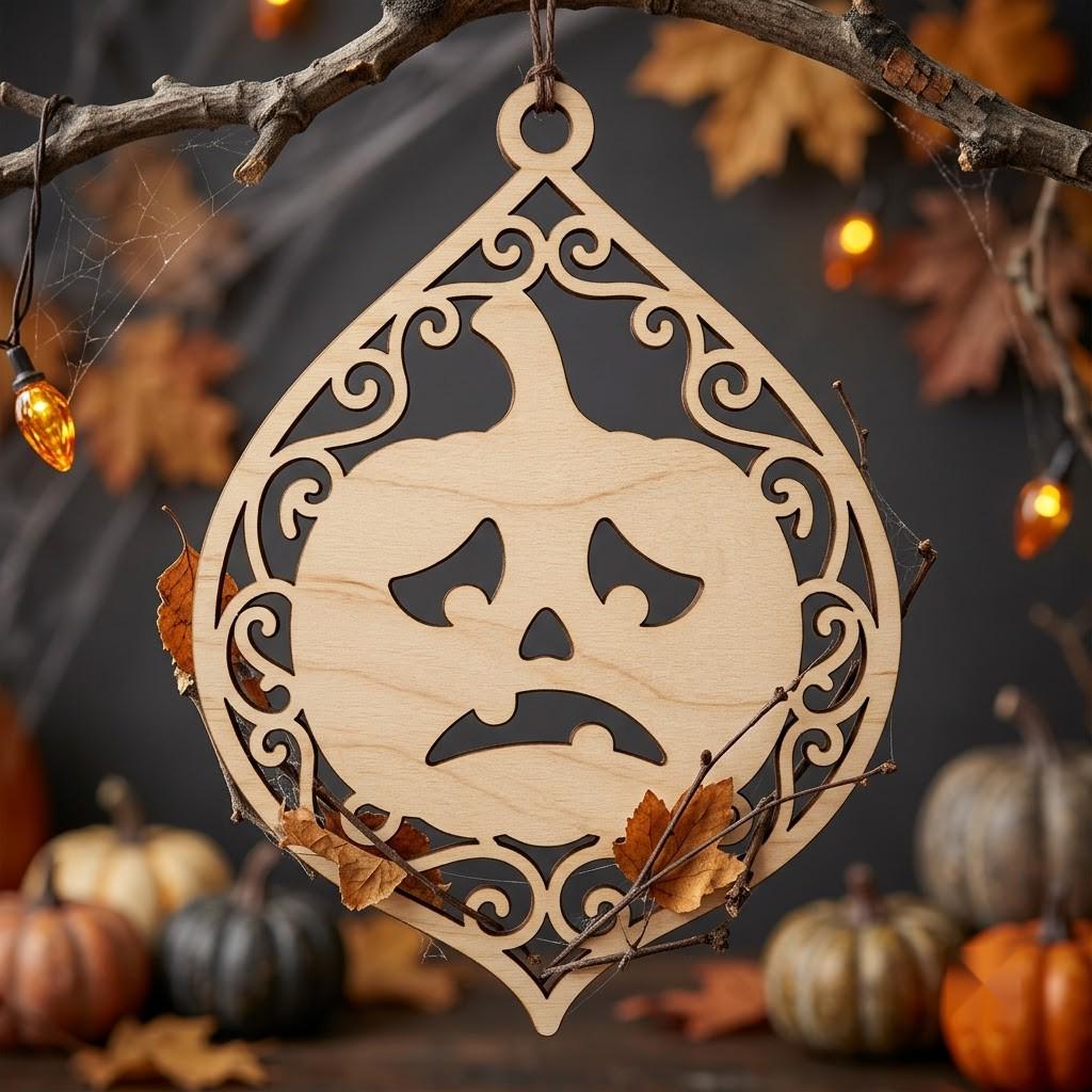 Halloween Pumpkin Ornament Laser File, 50 Jack O Lantern Designs