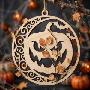 Halloween Pumpkin Ornament Laser File, 50 Jack O Lantern Designs