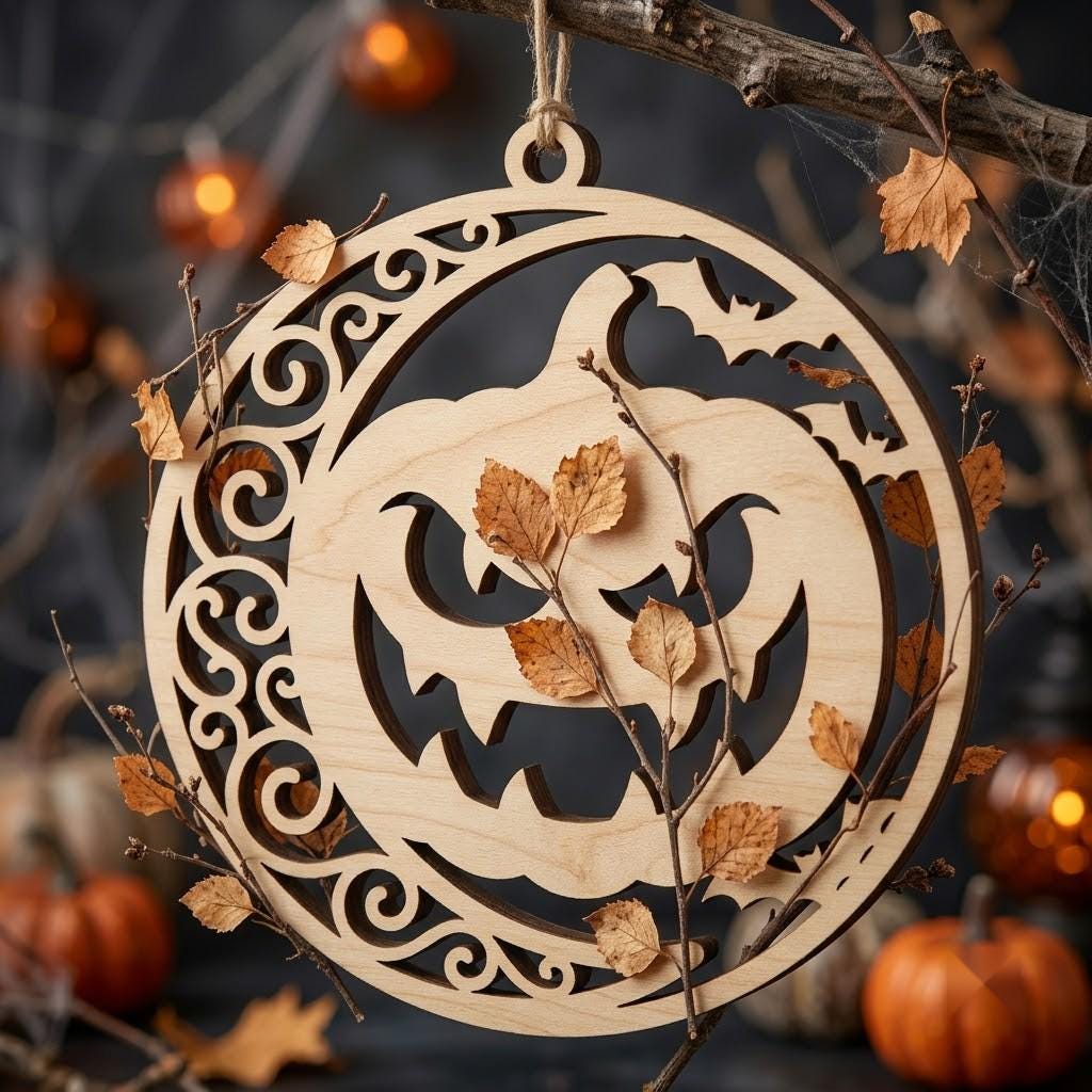 Halloween Pumpkin Ornament Laser File, 50 Jack O Lantern Designs