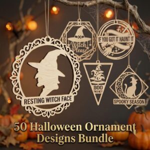 Halloween Witch Ornament Bundle, 50 Funny Sassy Resting Face Laser Files