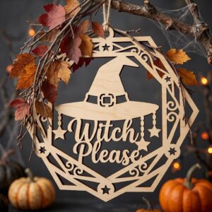 Halloween Witch Ornament Bundle, 50 Funny Sassy Resting Face Laser Files