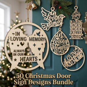 In Loving Memory Christmas Ornament, Memorial Angel Wing Dove Door Hanger