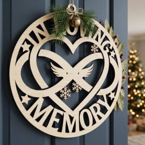 In Loving Memory Christmas Ornament, Memorial Angel Wing Dove Door Hanger
