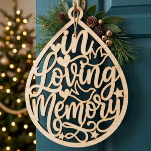 In Loving Memory Christmas Ornament, Memorial Angel Wing Dove Door Hanger