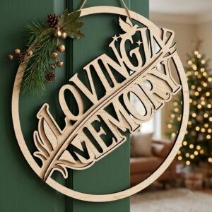 In Loving Memory Christmas Ornament, Memorial Angel Wing Dove Door Hanger