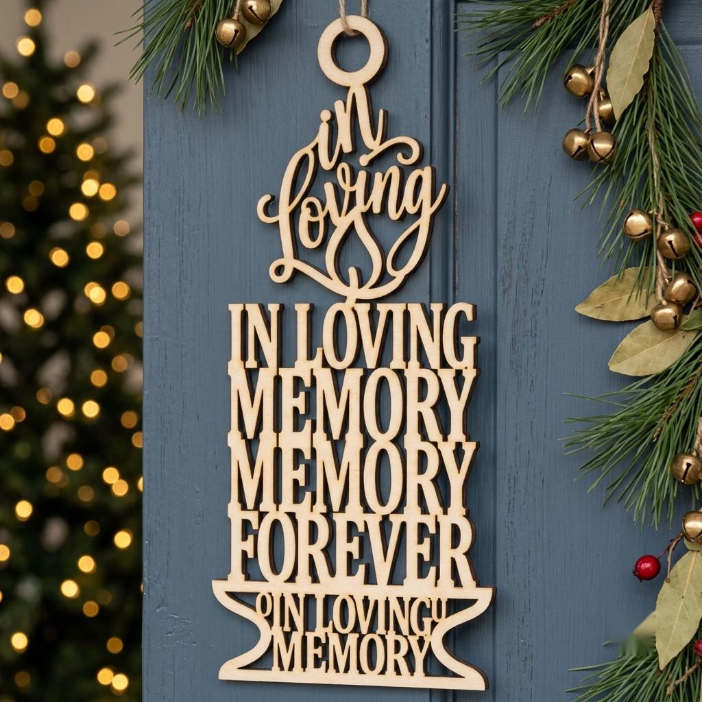 In Loving Memory Christmas Ornament, Memorial Angel Wing Dove Door Hanger