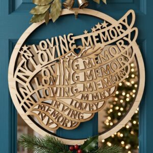In Loving Memory Christmas Ornament, Memorial Angel Wing Dove Door Hanger