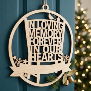 In Loving Memory Christmas Ornament, Memorial Angel Wing Dove Door Hanger