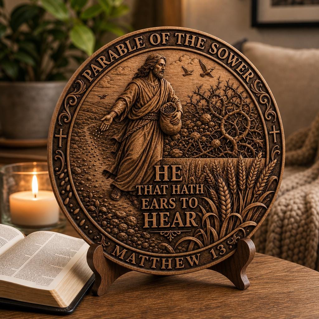 Jesus 3D Illusion Laser File, Wooden Plaque Sign, Christian Decor, Parable Art