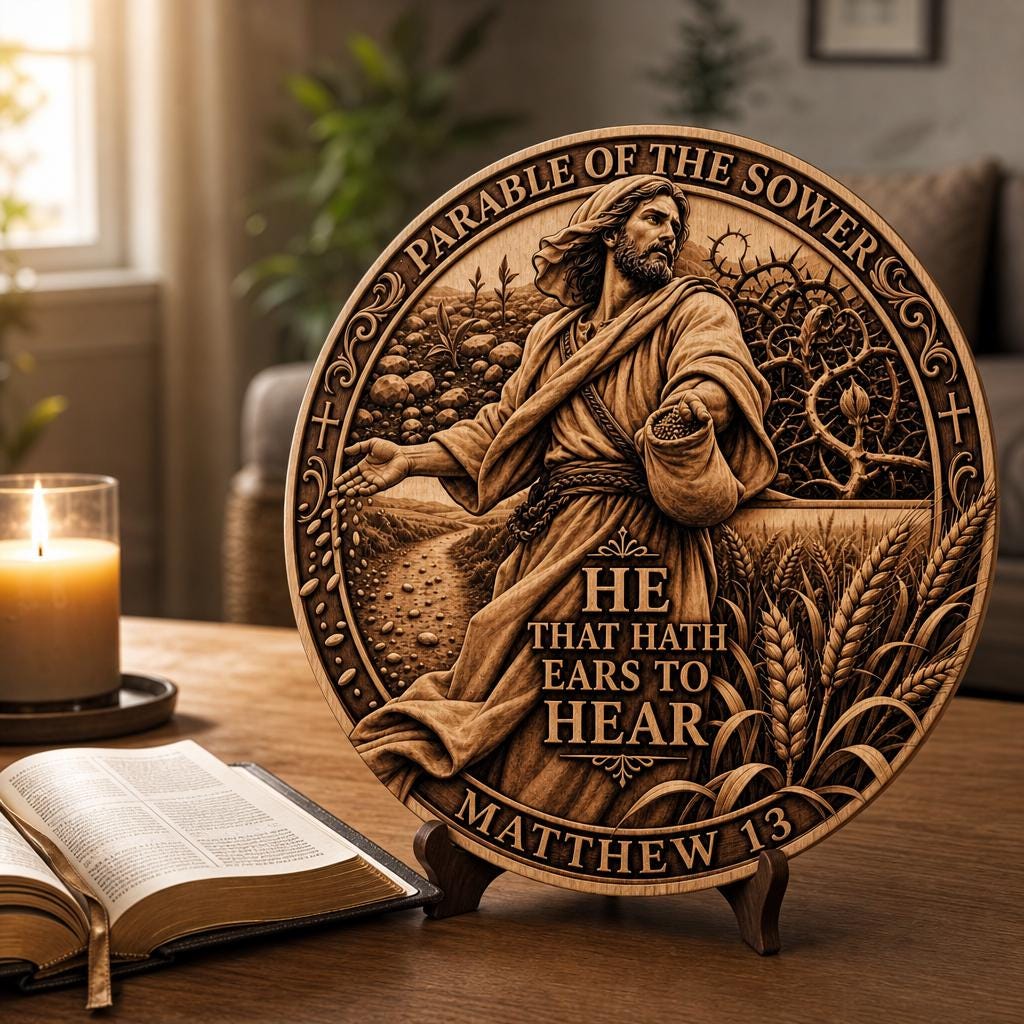 Jesus 3D Illusion Laser File, Wooden Plaque Sign, Christian Decor, Parable Art