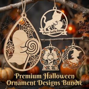 Kawaii Halloween Ornament Files, Cute Candy Corn Decor, Spooky Laser Bundle