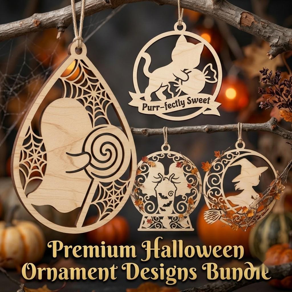 Kawaii Halloween Ornament Files, Cute Candy Corn Decor, Spooky Laser Bundle