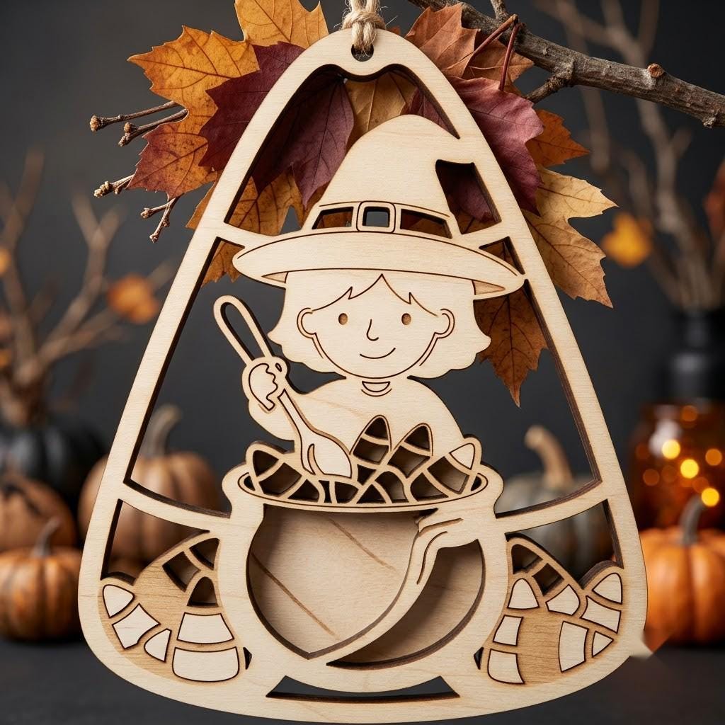 Kawaii Halloween Ornament Files, Cute Candy Corn Decor, Spooky Laser Bundle