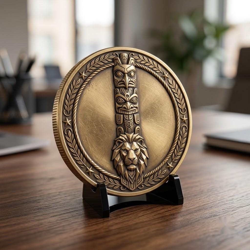 Lion Challenge Coin Depth Map, 3D Relief Bundle, Tribal Mandala Geometric Coins