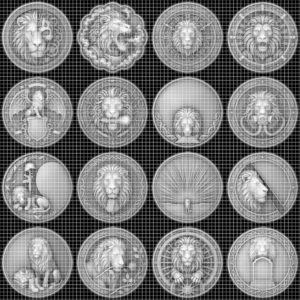 Lion Challenge Coin Depth Map, 3D Relief Bundle, Tribal Mandala Geometric Coins