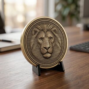 Lion Challenge Coin Depth Map, 3D Relief Bundle, Tribal Mandala Geometric Coins