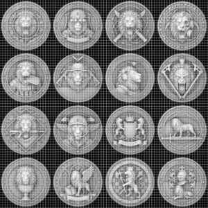 Lion Challenge Coin Depth Maps, Tactical Insignia 3D Relief PNG Bundle
