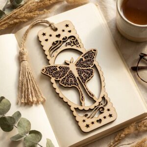 Low Poly Geometric Animal Bookmark Templates, Wood Engraving Craft for Readers