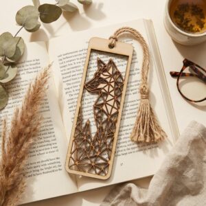 Low Poly Geometric Animal Bookmark Templates, Wood Engraving Craft for Readers
