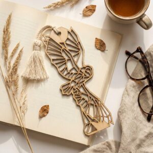 Low Poly Geometric Animal Bookmark Templates, Wood Engraving Craft for Readers