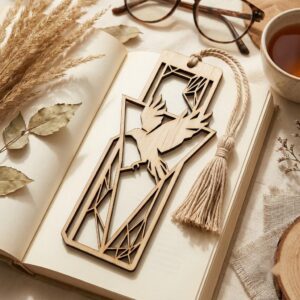 Low Poly Geometric Animal Bookmark Templates, Wood Engraving Craft for Readers